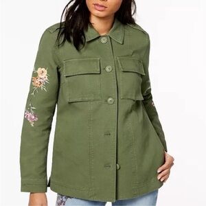 Levi Strauss & Co. Embroidered Military Jacket Shacket Army Green Size XS